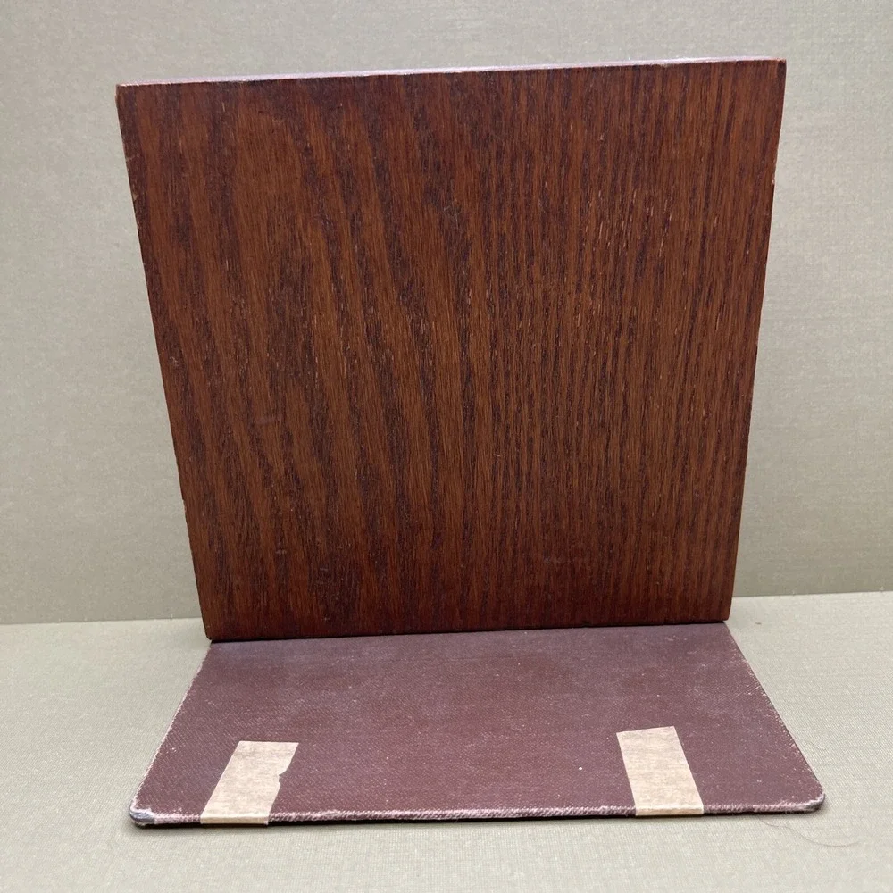 Vintage Arts & Crafts Bookend Leather Wood Oak‎ Old Book Love Unique Craftsman